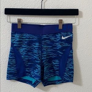 Blue Nike pro spandex shorts